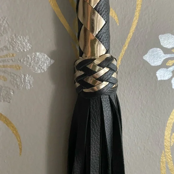 Black and Gold Braided Whip and Riding Crop BDSM